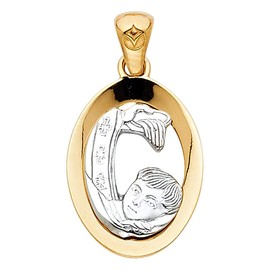 Jawa Jewelers Solid 14K Two Tone Gold Baptism Pendant