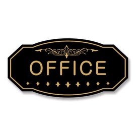 Office Victorian Door/Wall Sign (Black/Gold) - Medium 4" x 8"