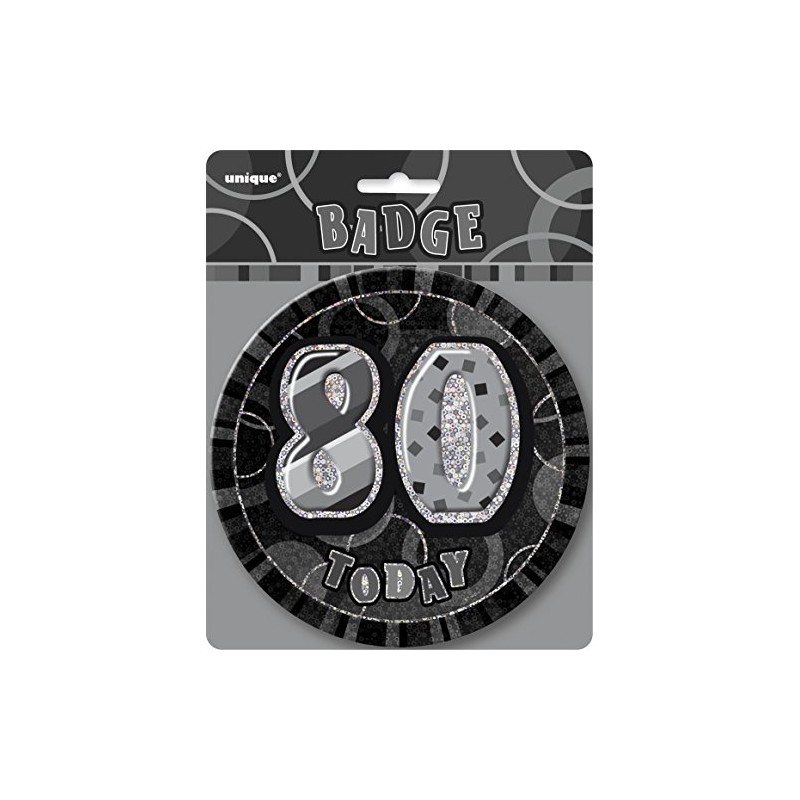 Unique Party 55365 - 6" Glitz Black Giant 80th Birthday