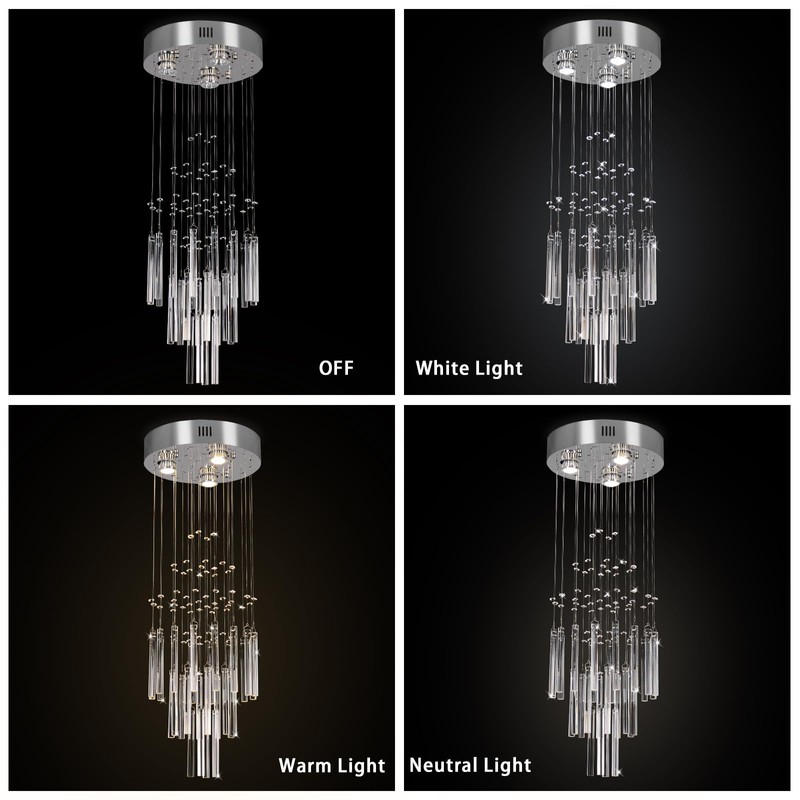 FRIXCHUR 11.8" Modern Crystal Chandelier 33.5" High Ceiling Chandeliers Small