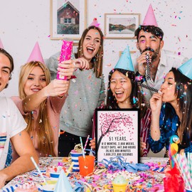 Stuff4 51st Anniversary Poster Framed - 51 Years 612 Months - Happy 51st Wedding Anniversary Cute Gifts for Wife Companion Husband Partner, 8x10 Inch Anniversaries Posters