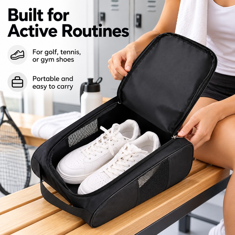 Golf Shoe Bag for Travel, Breathable Oxford Shoe Carrier with