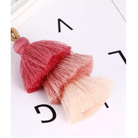 JINZHOUFZ Tassel Colorful Bohemian Handbag Charms Rainbow Key Chain Cotton Tassel Fashion Accessories for Women (pink)