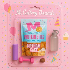 McCaffrey Protein Bites - Birthday Cake Flavor - 5g Protein - Gluten-Free, Vegan-Friendly Energy Bites - High Fiber Snack - Pack of 6