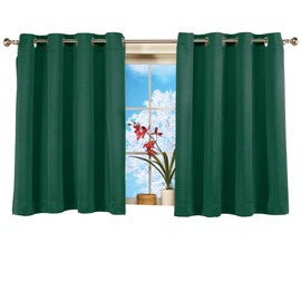 Collections Etc Short Blackout Window Curtain Panel, Energy-Efficient, Noise-Reducing and Light-Blocking Triple-Layer Technology, Grommet Top, Forest Green, 56" X 45"