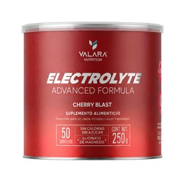 VALARA Electrolitos En Polvo Sin Azúcar Sin Calorias Sabor Cereza  250g, 50 porciones, Adicionado Con Potasio, Calcio Y Glicinato de Magnesio,...     