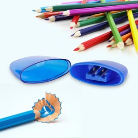 Eagle Pencil Sharpener, Dual Hole Design, Manual Pencil Sharpener Set, Portable for Standard & Jumbo Pencils, Ideal for Home and Classroom and Office,2-Pack, Blue