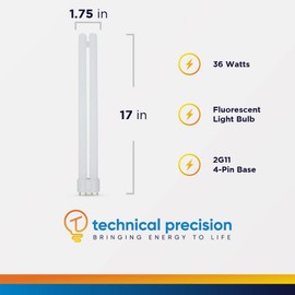 Technical Precision 36 Watt 17" T4 Twin Tube CFL Bulb Replacement for Ge General Electric F36bx/840 Light Bulb 36W Compact Fluorescent Bulb - 2G11 Base - 4100K Cool White - 1 Pack