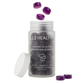 L2 HEALTH Advanced Blend Mushroom Gummies, Lions Mane, Cordyceps, Chaga, Reishi, Maitake, Tremella Blend, Blackcurrant Flavour (60 Gummies, Blackcurrant)