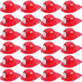 JEFFOUOO Pack of 24 Children's Red Fire Brigade Helmet, Fireman Hat for Children and Adults