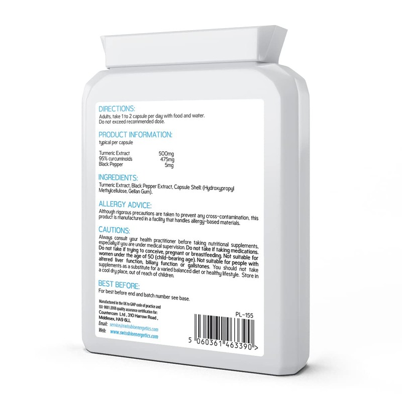 Premium Curcumin 95% with Black Pepper Extract 500mg - 60