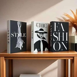 Xydedoing 3 Pcs Decorative Fashion Book Set, Black and White Faux Books for Home Decor, 3-Piece Nordic Style Display Books, 10.5 x 6.7 * 1.65 inches