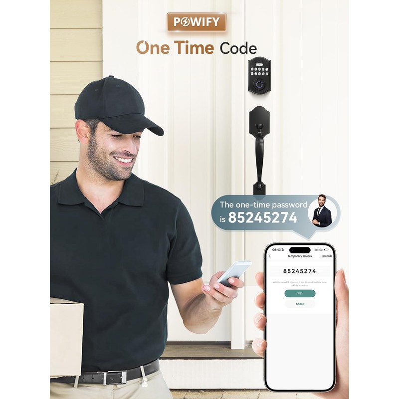 POWIFY Fingerprint Smart Front Door Lock Set, APP Control Keyless