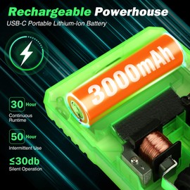 PLUSINNO Rechargeable Aerator for Bait Bucket with 3000mAh Battery, Bait Aerator with XXL Air Stones for Denser Bubbles, 6-Speed Live Bait Aerator for Outdoor Fishing, Ultra Quiet Below 30dB