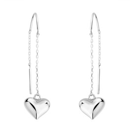 SOFIA MILANI - Women's Earrings 925 Silver - Heart Bar Pull Through, Sterling Silver, No Gemstone