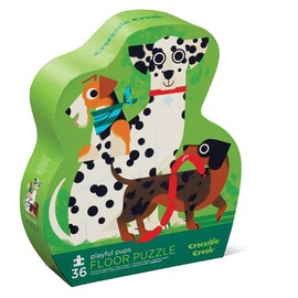 Crocodile Creek 36 Piece Puzzle, Bright Colorful Playful Pups Puppy Dogs Floor or Table Puzzle, Large 20 x 27 inches with Heavy Duty Storage Box for Kids Ages 3 Years and up