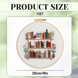 STIFFENERS Embroidery Kit, Punch Needle Kit with Elegant Bookshelf Design, Complete Embroidery Starter Kit with Patterns, Threads and Needles, Ideal for Relaxation and Crafting