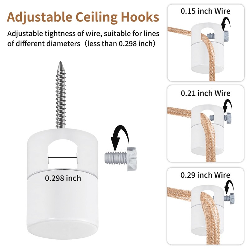 Adcssynd 3 Pack Upgrade Ceiling Hooks for Hanging Lights, White