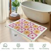 yueyaer Checkered Floral Bathroom Rug, Ultra Soft and Fluffy Microfiber