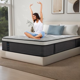 QUEEN ROSE Firm Full Mattress, 12 Inch Hybrid Mattress in a Box, Memory Foam & Independent Innerspring for Comfortable, Pressure Relief, Fiberglass Free