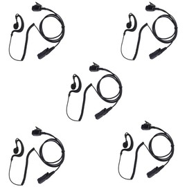 Klykon Xpr3500e Earpiece Headset with Mic PTT for Motorola Xpr3300e Xpr3500 Walkie Talkie 5 Pack 2 Way Radio G Shape Black