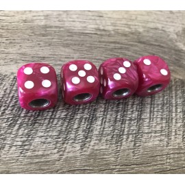 Unbranded 4X Rose Pearl Dice White Dot  Tire Wheel Valve Stem Cap Bicycle Bike Car Truck