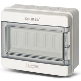 QILIPSU Next-Generation 12 Way Circuit Breaker Box, V0 PC/ABS Alloy Plastic IP65 Waterproof DIN Rail Enclosure with Bus Bars, Solar Power Distribution Panel for Indoor and Outdoor Use