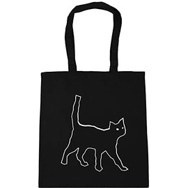 Hippowarehouse Black Cat Tote Shopping Gym Beach Bag 42cm x38cm, 10 litres