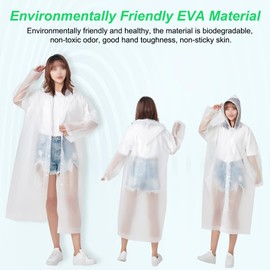 BSITSSS 2 Pieces Poncho Waterproof Adult, Portable Rain Poncho, Reusable Waterproof Poncho for Men and Women, EVA Thicker Raincoat, Festival Essentials Travel Rain for Men Women Outdoor