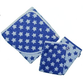 Sterntaler 7101692 Hooded Bath Towel Stars 80 x 80 cm + 2 Wash Mitts