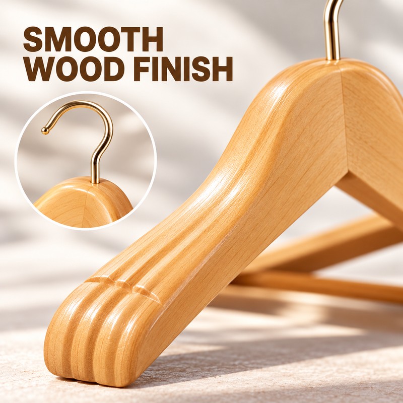 4-Pack Wooden Suit Hangers with 360° Swivel Hooks, Non-Slip Pants