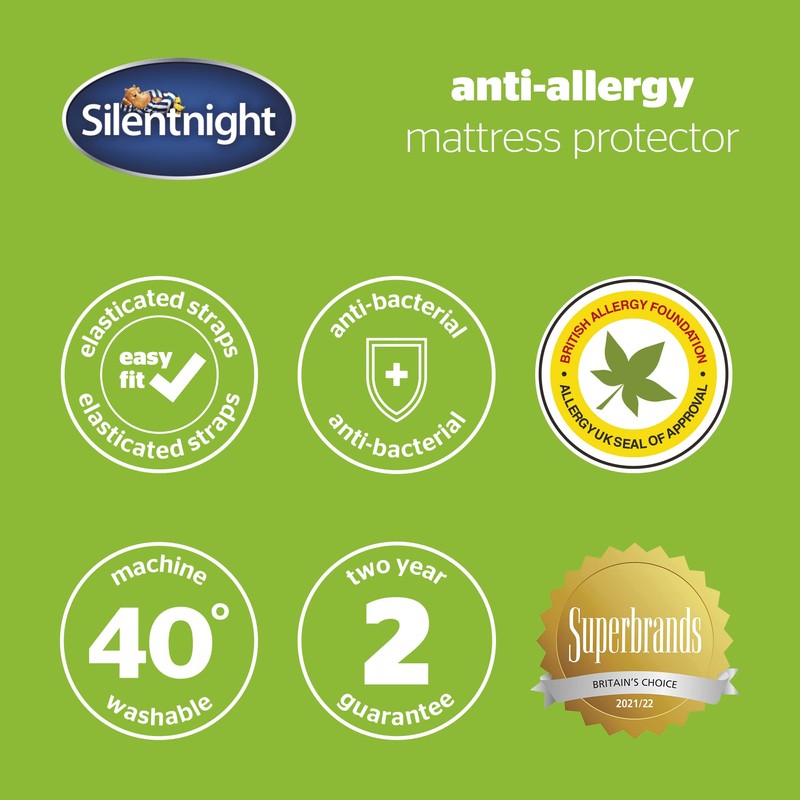 Silentnight Anti-Allergy Mattress Protector – Mattress Cover Bed Pad Topper