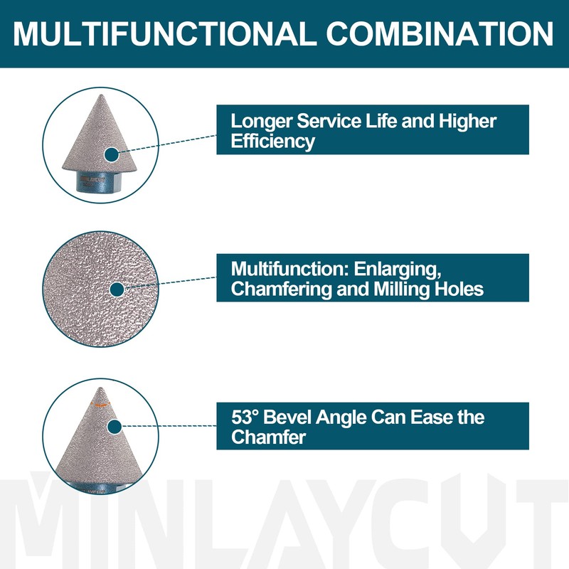 MINLAYCUT Diamond Beveling Chamfer Bits 35mm Diamond Cone Tile Bit
