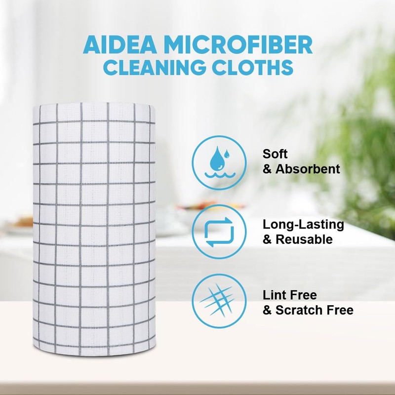 Microfiber Cleaning Cloth Roll-50PK, Reusable Paper Towels 11.5×11.5"