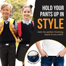 HOLD’EM Kids Belts for Boys Silver Square Buckle - Black