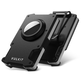 VULKIT Cartera Minimalista para Hombre con Pinza para el Dinero - Billetera de Metal con Bloqueo RFID y Diseño de Porta AirTag