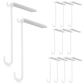Yinkin 12 Pcs Patio Hook Flat 3 x 8 Inch String Light Hangers Plastic White Aluminum Hooks Wind Chimes Hanging for Solid Insulated Roof Patio Covers String Lighting and Lightweight Decoration