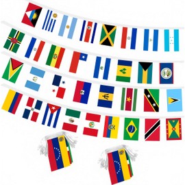 NJ & NJBW 33 Latin America Countries Flags Banner String - 80 Ft 66 Flag Small Mini Latin America Latino Bunting Banners Flag Decorations for Hispanic Heritage Month, International Festival Celebrations, Grand Opening, Sports Bars, Offices, School Classrooms