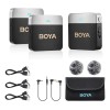 BOYA BY-M1V2 Micrófono Lavalier Inalámbrico de Doble Canal Cancelación de