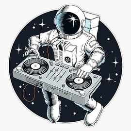MAGNET Astronaut Dj With Turntable Magnetic Vinyl Sticker Decal Magnet 5"