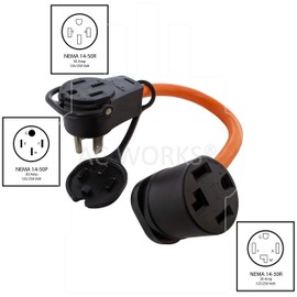 AC WORKS 50-Amp RV/Range/Generator 14-50 Piggy-Back Plug Adapter (To 4-Prong 220-Volt Dryer)