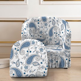 FUANGUI 2 Piece Club Chair Slipcover Stretch Barrel Chair Covers Armchair Slipcovers Soft Removable Washable Chair Covers, Living Room Chair Couch Covers Protectors