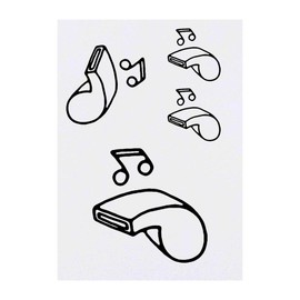 4 x 'Sports Whistle' Temporary Tattoos - Water Resistant, Skin-Safe, Non-Toxic Transfers, Mixed Sizes (TO00010814)