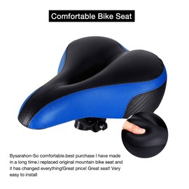 TONBUX Comfortable Bike Seat for Men & Women, Memory Foam Bicycle Seat with Dual Shock Absorbing Ball, Universal Fit Bike Saddle for Stationary, Commuter, Mountain, Road, Cruiser, Ebike