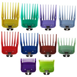 10 Pack MIFADLE Clipper Guards Cutting Guides for Wahl Clipper All Full Size with Metal Clip/Color Coded,Fit for Senior/Icon/Super Taper