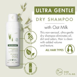 Klorane - Dry Shampoo Powder With Oat Milk - Eco Friendly Non-Aerosol Formula - Gentle Formula Instantly Revives Hair - Paraben & Sulfate-Free - 2 x 1.7 oz., 2 ct.