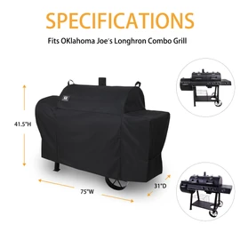 SUPJOYES Grill Cover for Oklahoma Joe's Longhorn Combo Grill, Heavy Duty Waterproof Oklahoma Joe's Longhorn Combo Charcoal Gas Smoker BBQ Accessories