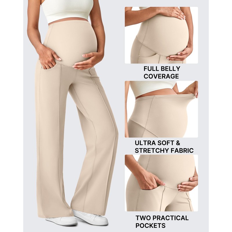 G4Free Maternity Activewear with Pockets Over The Bump High Waist