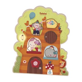 Treehouse Discovery Game Puzzle | 12+ Months | Size 11" x 9" x 3/4" | Shape Relationship Understanding | 6 Piece Puzzle | Playtales Included | Wood Toys Collection |