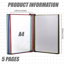 WIYETY Wall Display Panel System 5 Display Panels A4 Wall Mount with Display Panels for Wall Mounting on the Wall, Display Panel System A4, for Exhibition Halls, Restaurants, Offices, Public